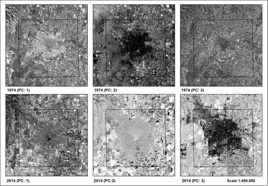 Principal Components Analysis. The first three principal components for each year are shown.