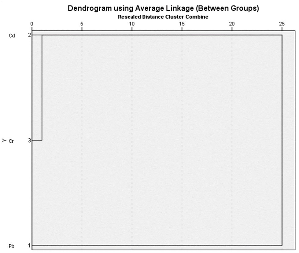 Hierarchical cluster analysis of test metals