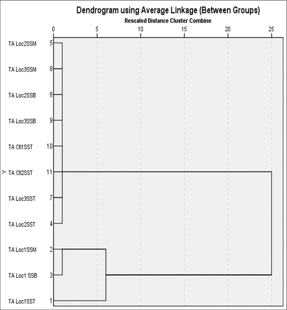 Hierarchical cluster analysis based on spatial distribution