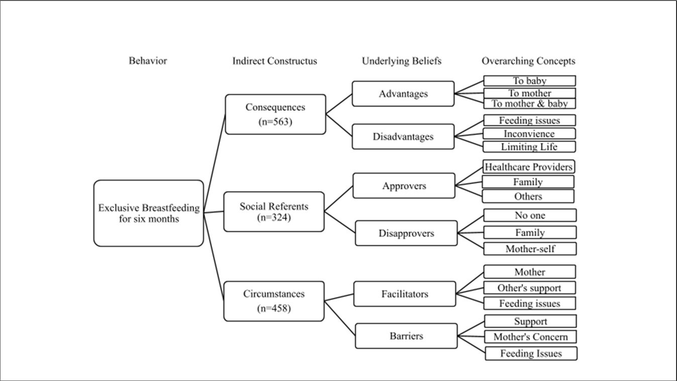 High level concepts emerged from elicited participants’ beliefs regarding exclusive breastfeeding for the first six months of infant’s life