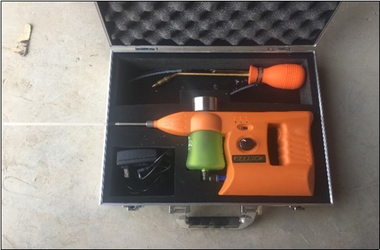 Duster and shot ball chemical sprayer used at site.